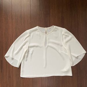 Wilfred bell sleeve cropped white silk top